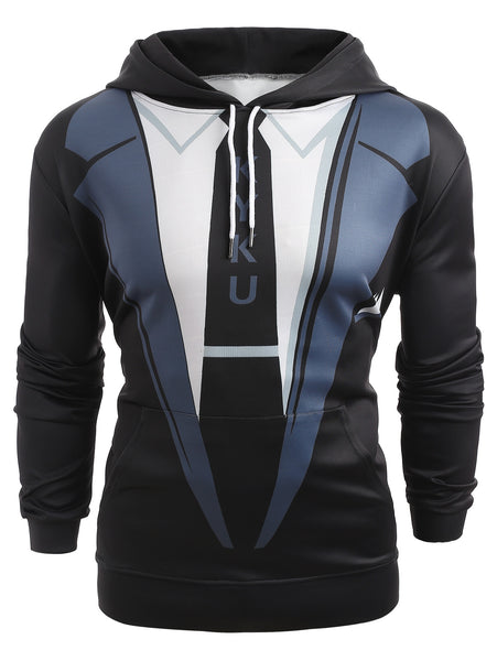 Faux Suit Tie Print Pullover Hoodie