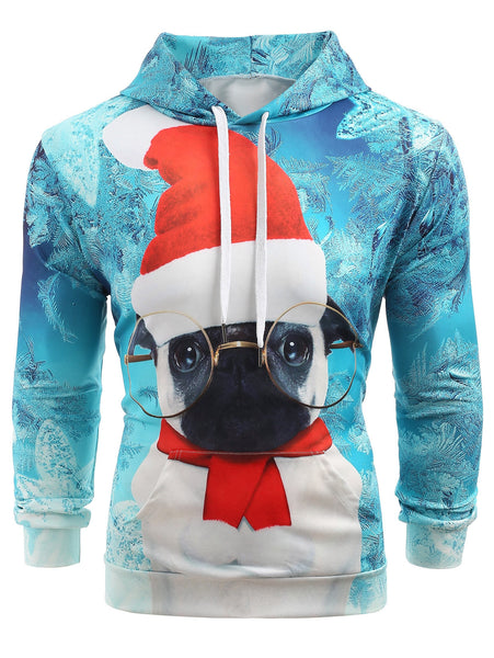Christmas Puppy Print Kanga Pocket Hoodie