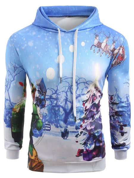 Snowfield Christmas Tree Kangaroo Pocket Hoodie