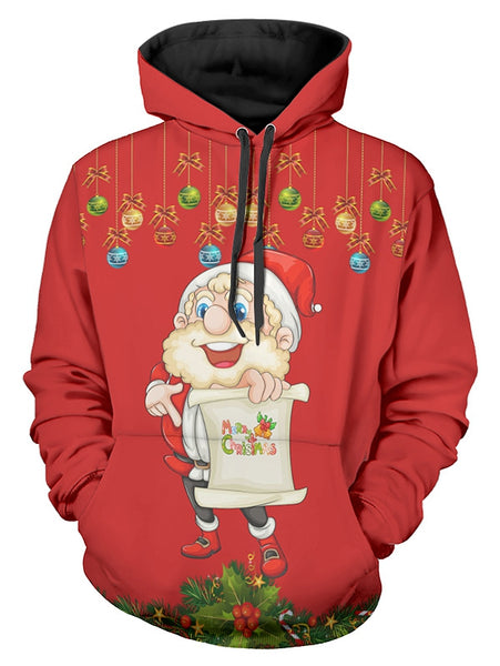 Christmas Santa Print Long Sleeve Hoodie