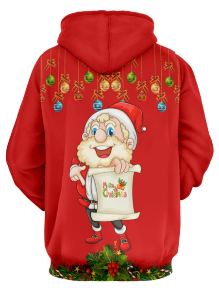 Christmas Santa Print Long Sleeve Hoodie