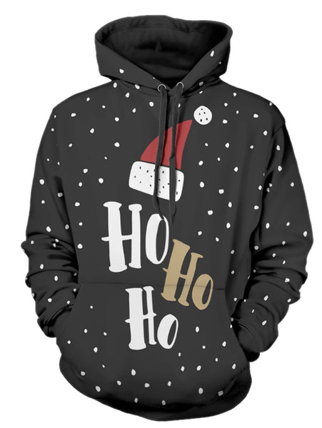 Christmas Cap Letter Print Pullover Hoodie