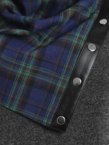 Round Neck Sweatshirt with Tartan Neck Gaiter