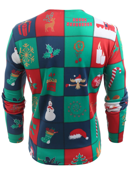 Christmas Elements Blazer Print Long Sleeve T-shirt