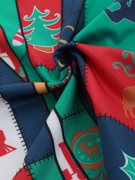 Christmas Elements Blazer Print Long Sleeve T-shirt