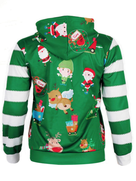 Christmas Santa Gift Print Pullover Hoodie