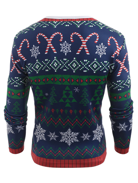 Christmas Cardigan Printed Long Sleeve T-shirt