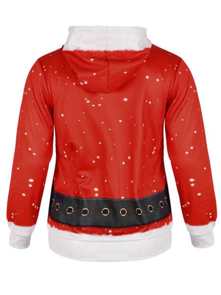 Santa Suit and Heart Print Christmas Pullover Hoodie