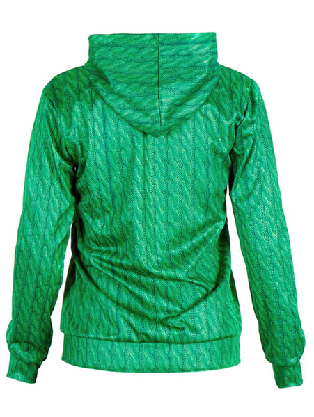 Drawstring Christmas Elk Print Hoodie