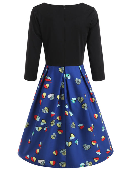 Heart Print Flare Dress