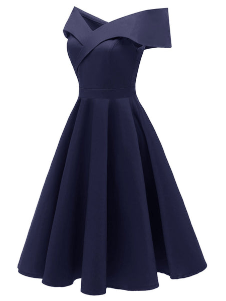 Off The Shoulder Foldover Cocktail Dress