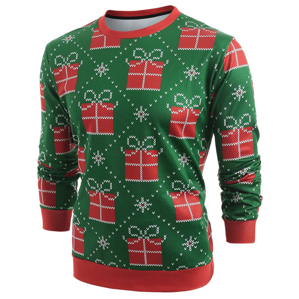 Christmas Gift Knitted Print Long Sleeve Sweatshirt