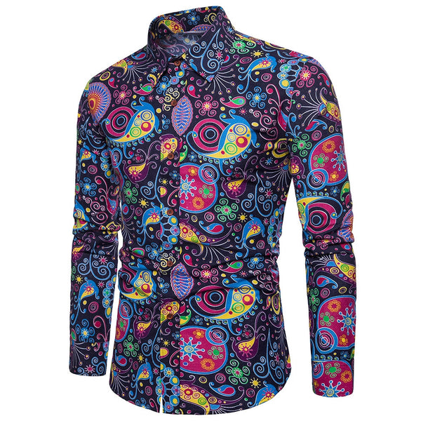 Colorized Patterning Printed Casual Shirt