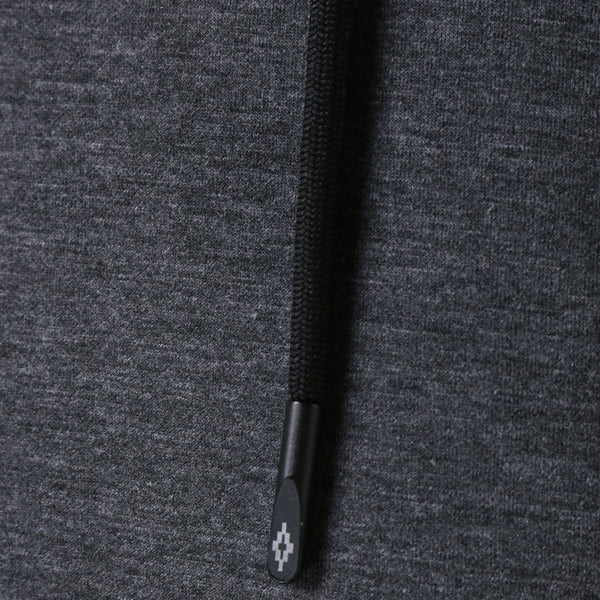 PU Leather Panel Button Embellished  Hoodie