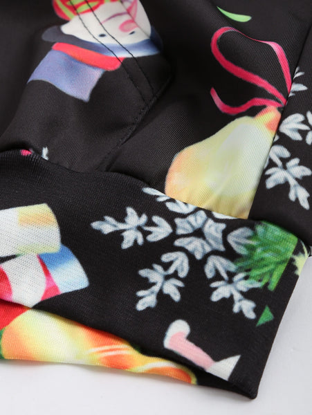 Christmas Elements Print Pullover Hoodie