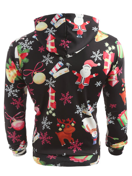 Christmas Elements Print Pullover Hoodie