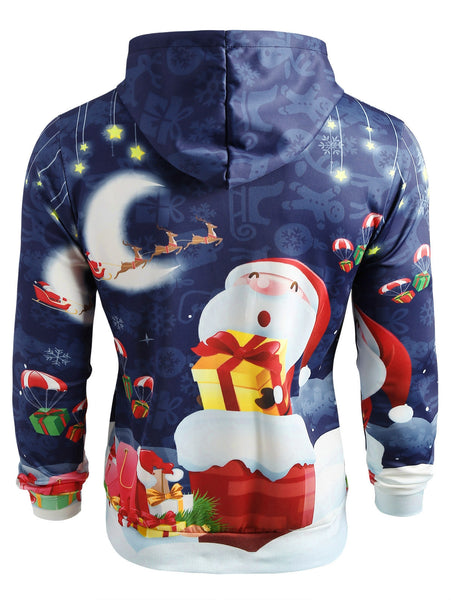 Night Santa Claus Gift Print Pullover Hoodie