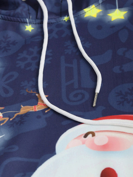 Night Santa Claus Gift Print Pullover Hoodie