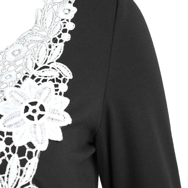 Crochet Front Flare Sleeve Short Dress