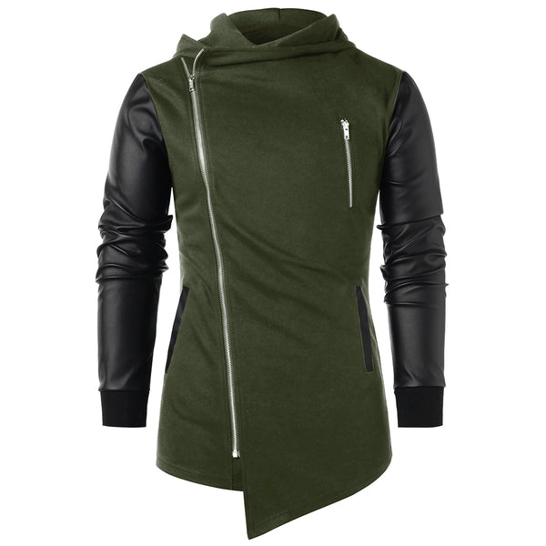 Asymmetric Zip Embellished Panel Coat