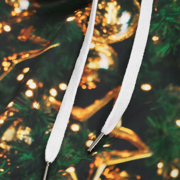 Christmas Baubles Print Drawstring Hoodie