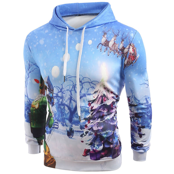 Snowfield Christmas Tree Kangaroo Pocket Hoodie
