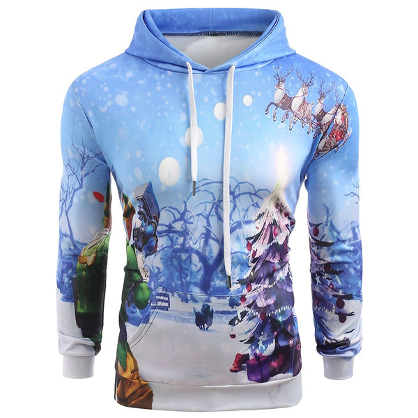 Snowfield Christmas Tree Kangaroo Pocket Hoodie