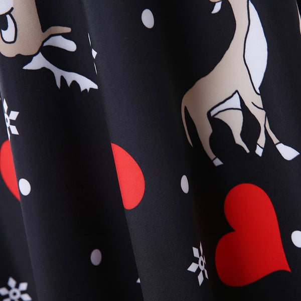 Heart Deer Print A Line Dress