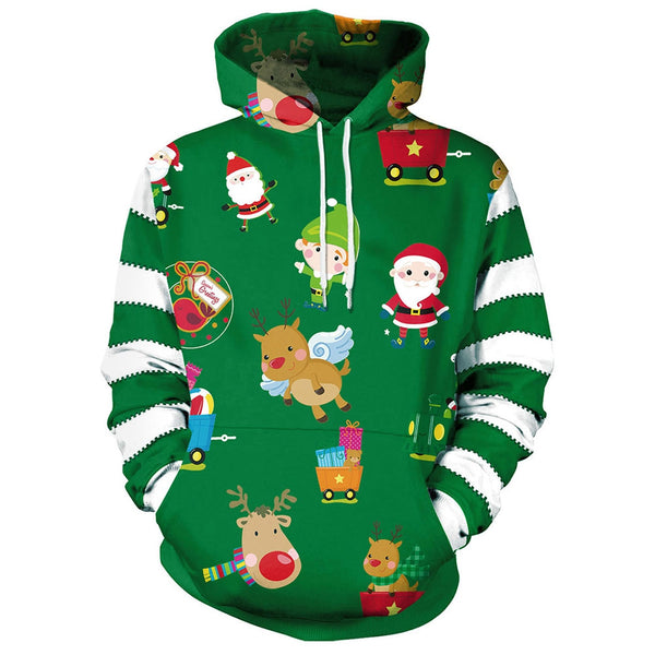 Christmas Santa Gift Print Pullover Hoodie
