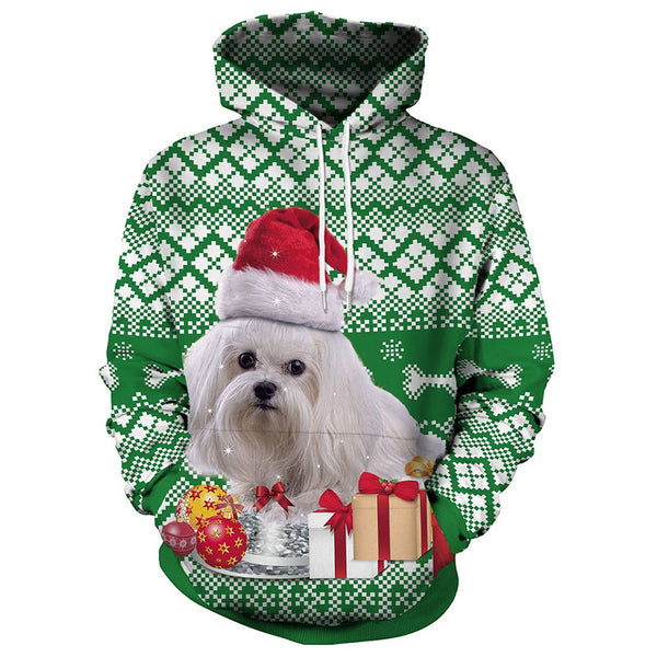 Christmas Dog Gift Print Pullover Hoodie