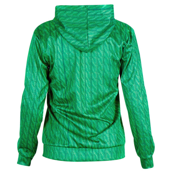 Drawstring Christmas Elk Print Hoodie