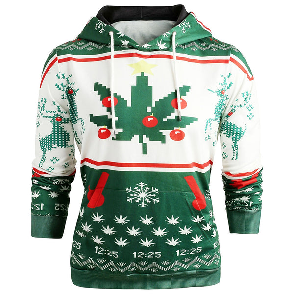 Long Sleeve Christmas Snowflake Print Hoodie