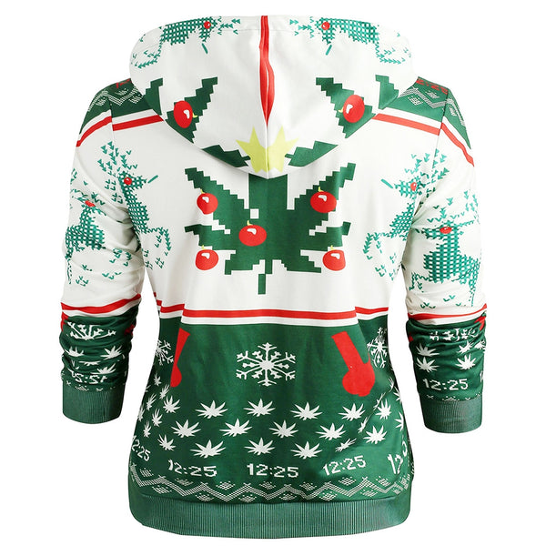 Long Sleeve Christmas Snowflake Print Hoodie