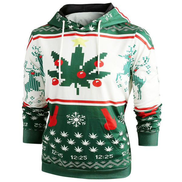 Long Sleeve Christmas Snowflake Print Hoodie