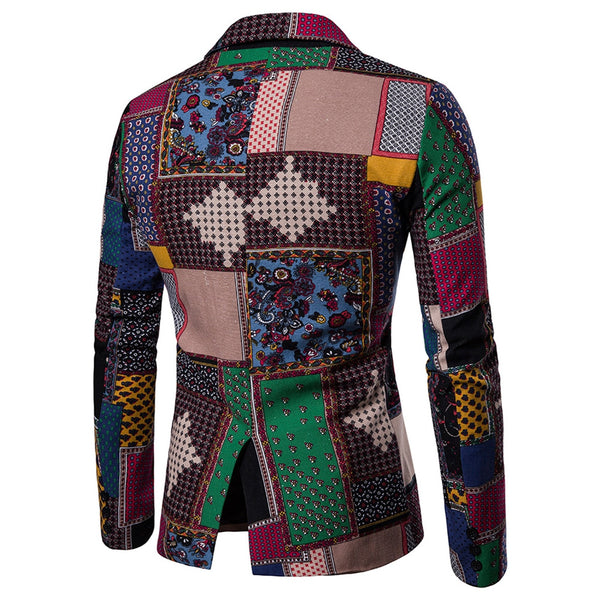 Split Back Colorful Printed Blazer