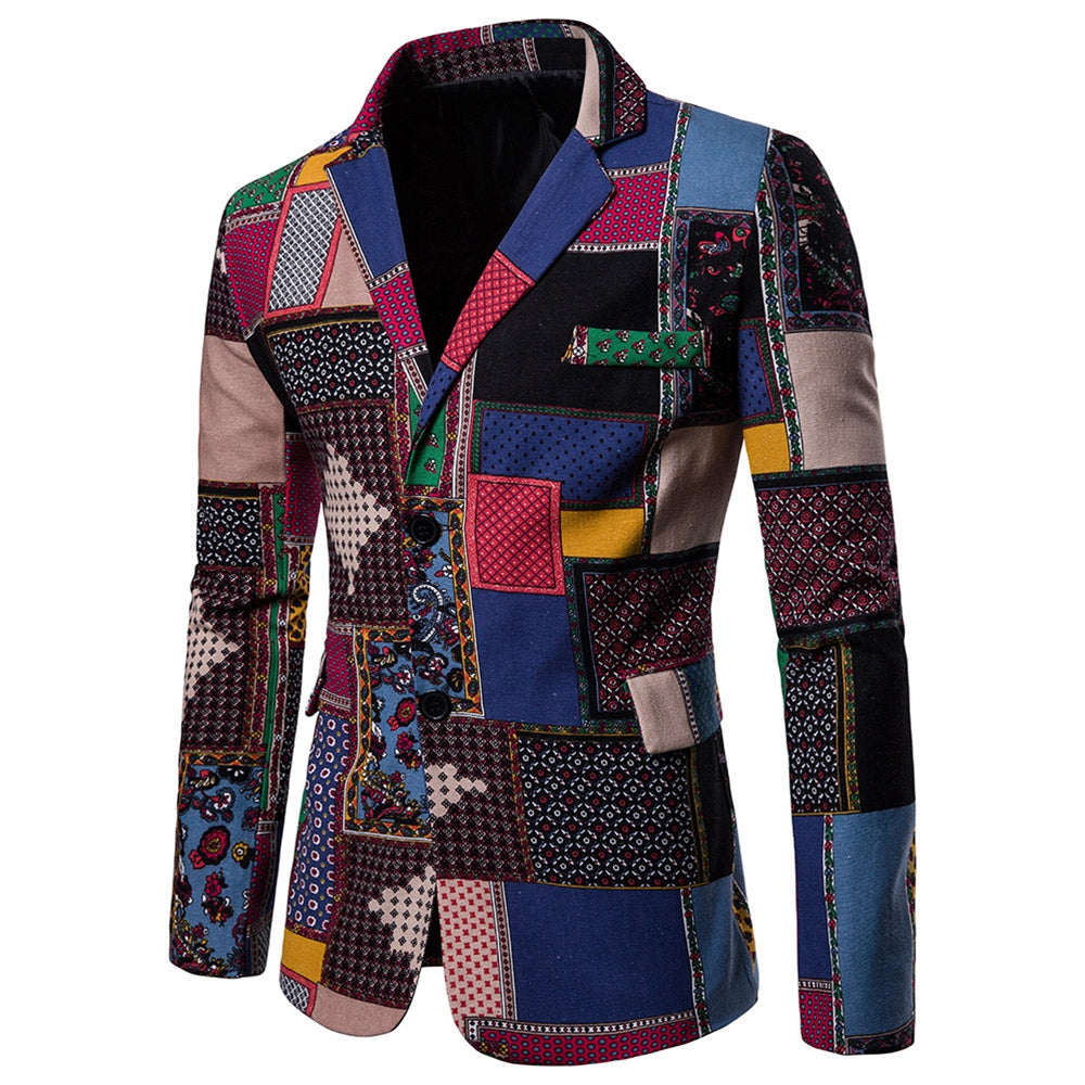 Split Back Colorful Printed Blazer