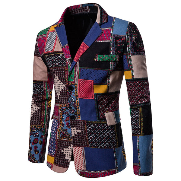 Split Back Colorful Printed Blazer