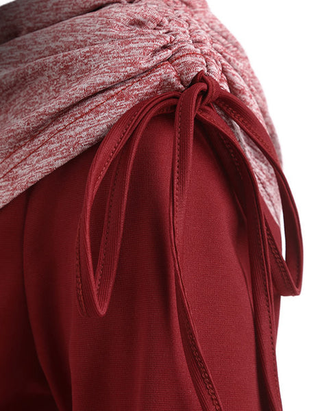 Kangaroo Pocket Drawstring Ruched Sweatshirt