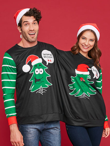 Two Person Christmas Tree Sweatshirt Pajamas