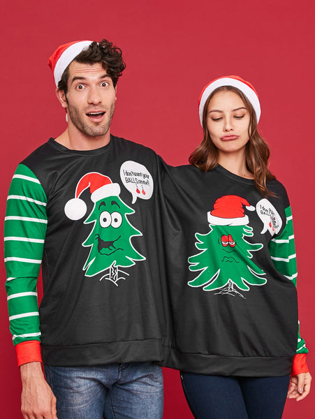 Two Person Christmas Tree Sweatshirt Pajamas