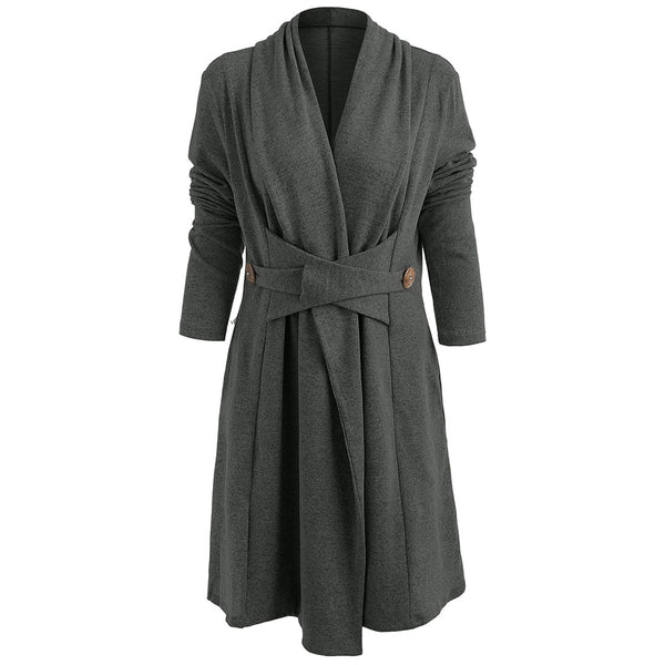 Open Front Button Long Duster Cardigan