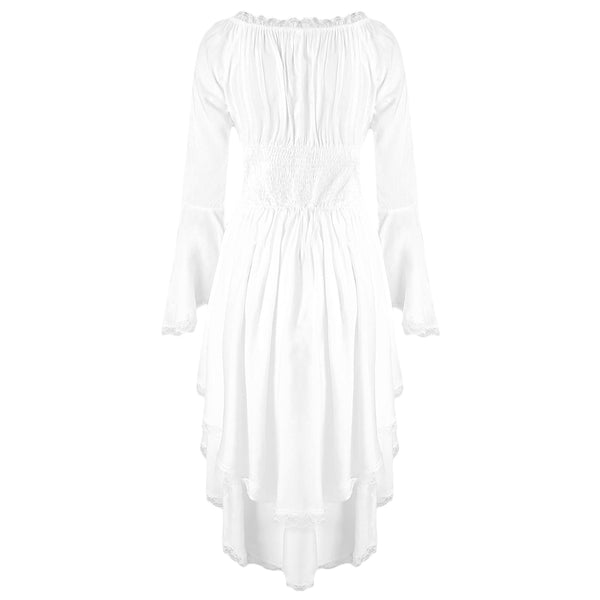 Lace Trim Lacing Waist High Low Dress