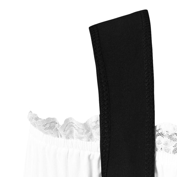 Lace Trim Lacing Waist High Low Dress