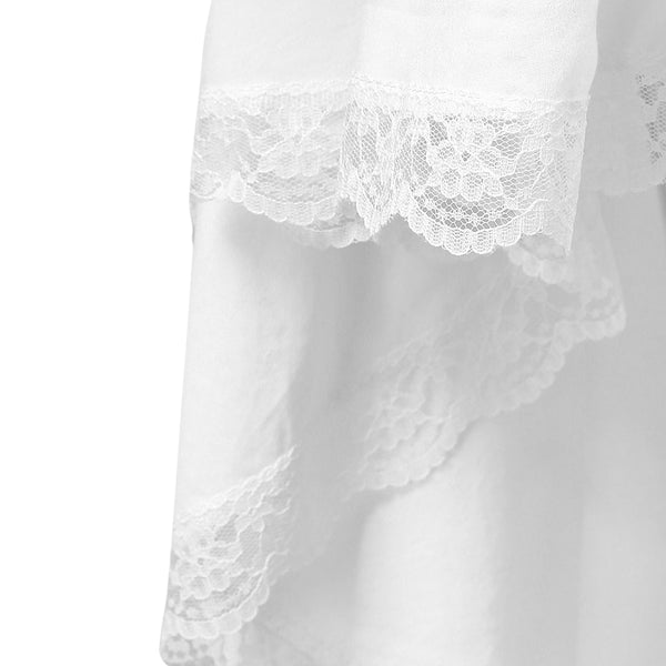 Lace Trim Lacing Waist High Low Dress