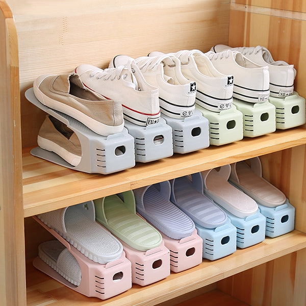 One-piece Shoe Rack Creative Double Thickening Space Plastic Shoes Storage Rack Shoe Cabinet Finishing Rack 6PCS