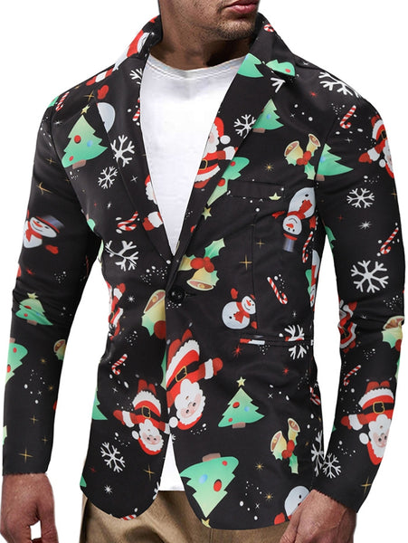 Christmas Snowmen Candy Printed Casual Blazer