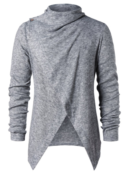 Asymmetric Button Long Sleeve Cardigan