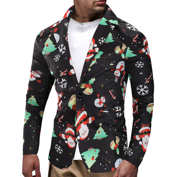 Christmas Snowmen Candy Printed Casual Blazer