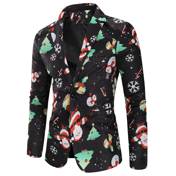 Christmas Snowmen Candy Printed Casual Blazer