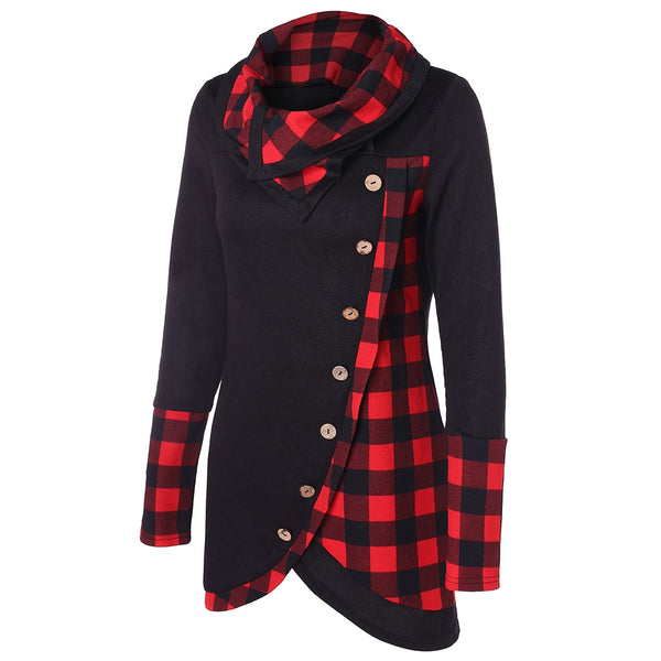 Turtleneck Tartan Tunic Sweatshirt